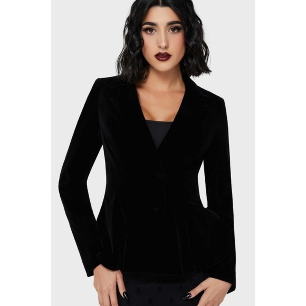 Killstar Veil of darkness black velvet Tailored Gothic Victorian Jacket Noir